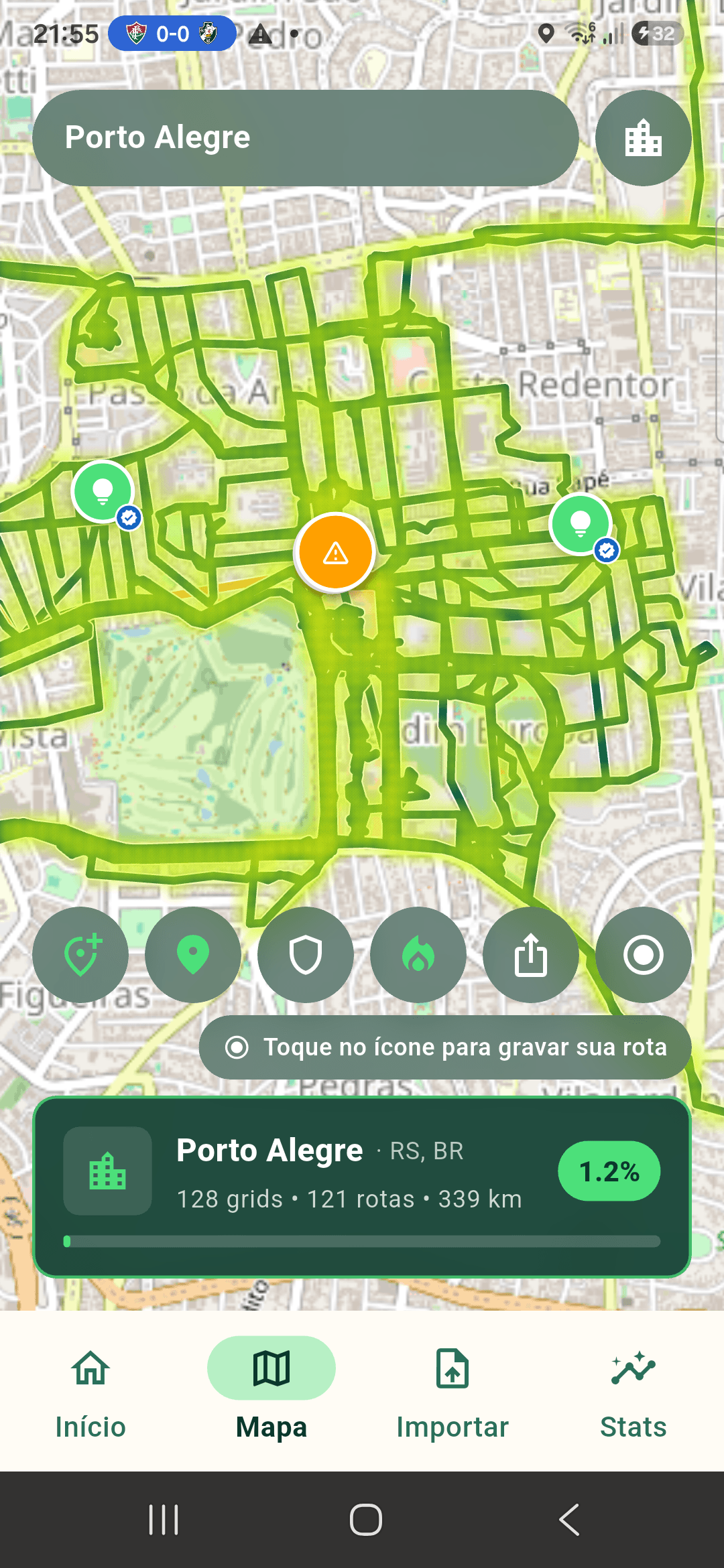 Mapa de calor do Explore the City com áreas de maior exploração.