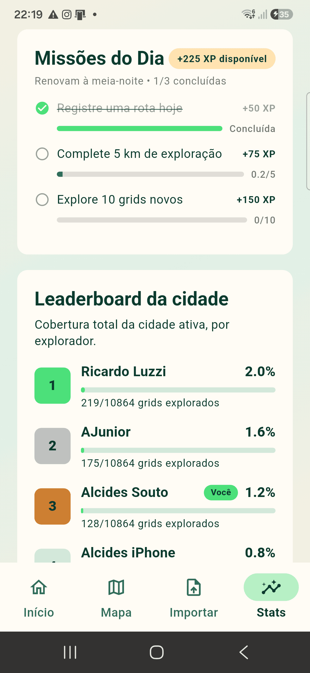 Missões do dia e leaderboard da cidade no Explore the City.