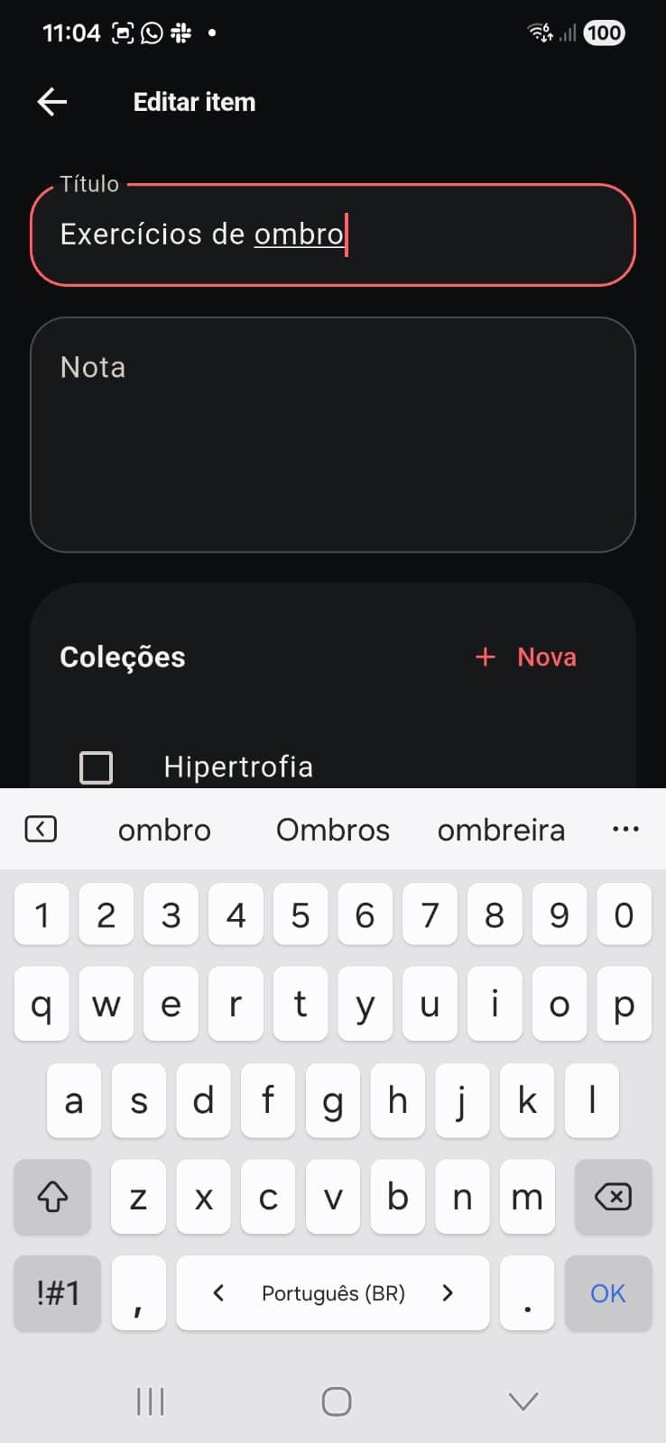 Formulário de edição com campos de nome amigável e nota.