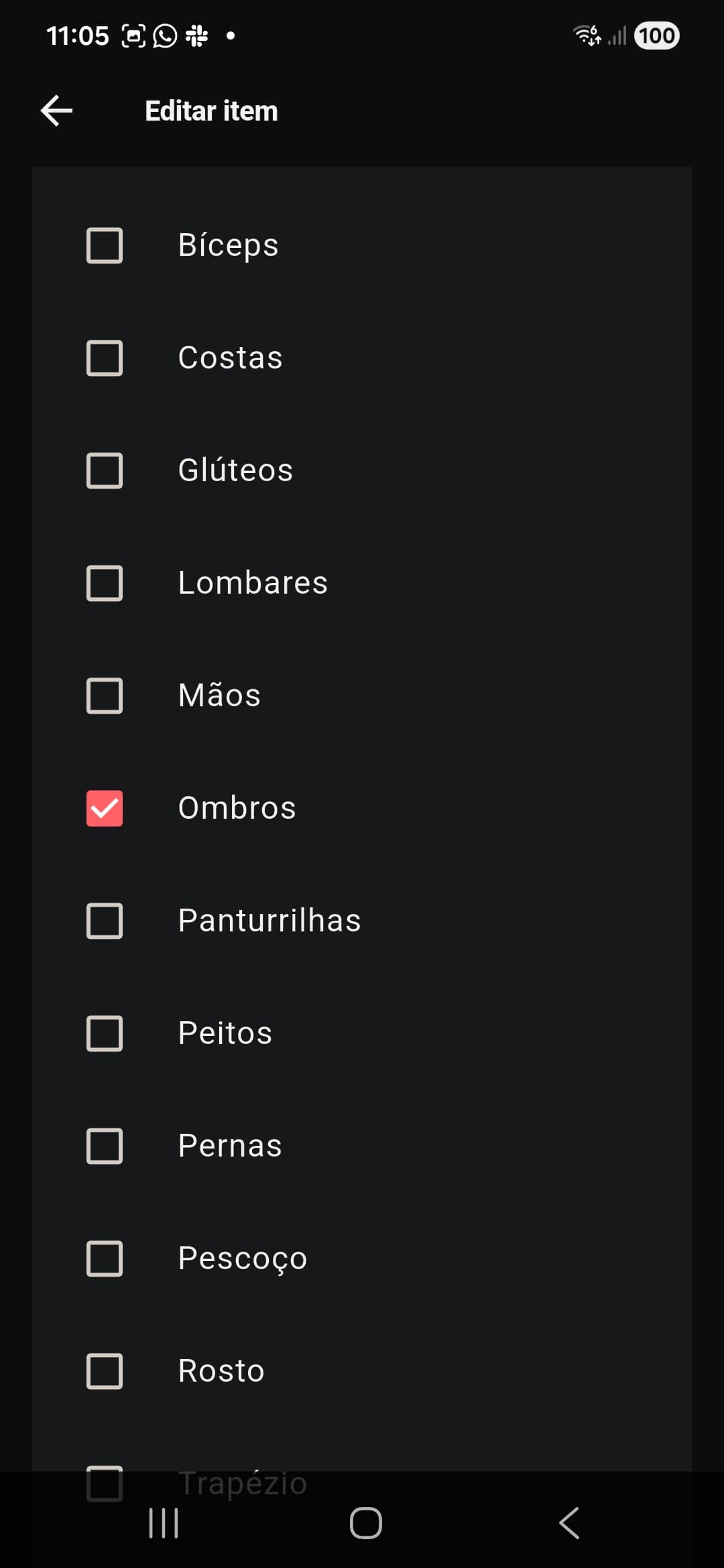 Tela de edição com seleção da pasta ou categoria do vídeo.